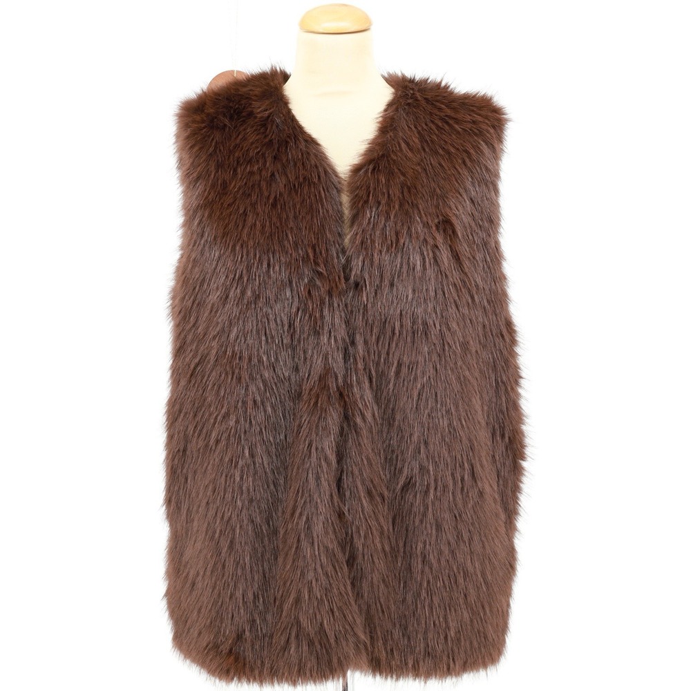 Jason Wu Womens Faux Fur Vest Size Small Brown NWT $148 Luxe‎ Collarless Cozy